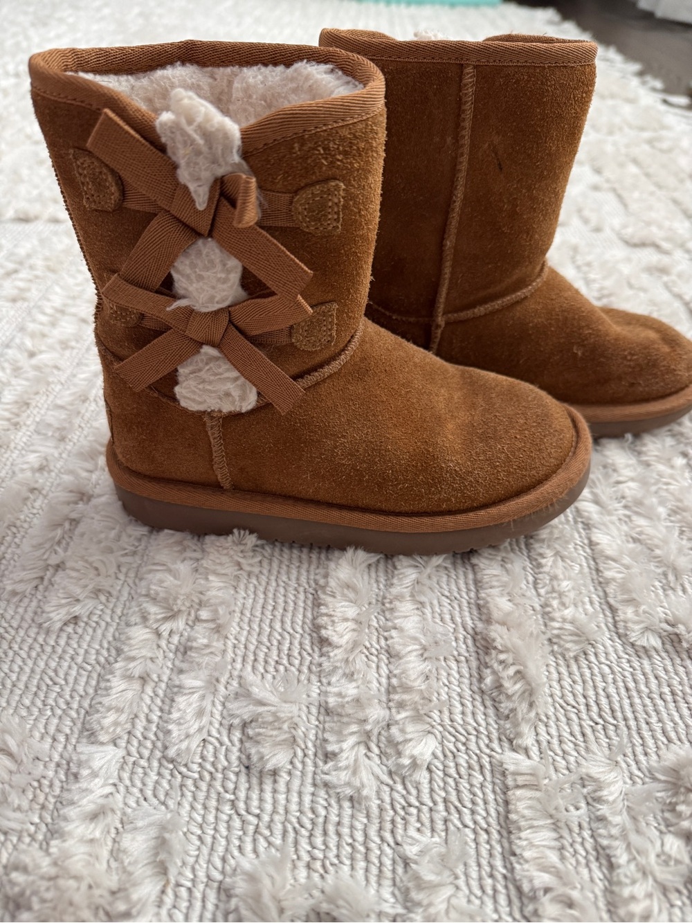 Koolaburra By Ugg Girl Size 12 Suede Bow Chestnut Brown Victoria Boots Reg $74